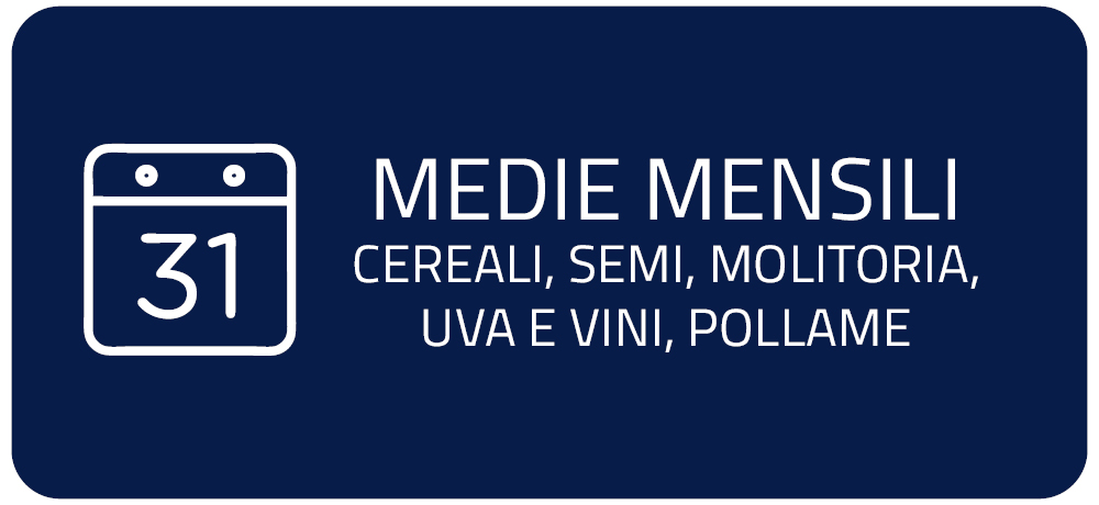 MEDIE MENSILI  CEREALI, SEMI, MOLITORIA, UVA E VINI, POLLAME